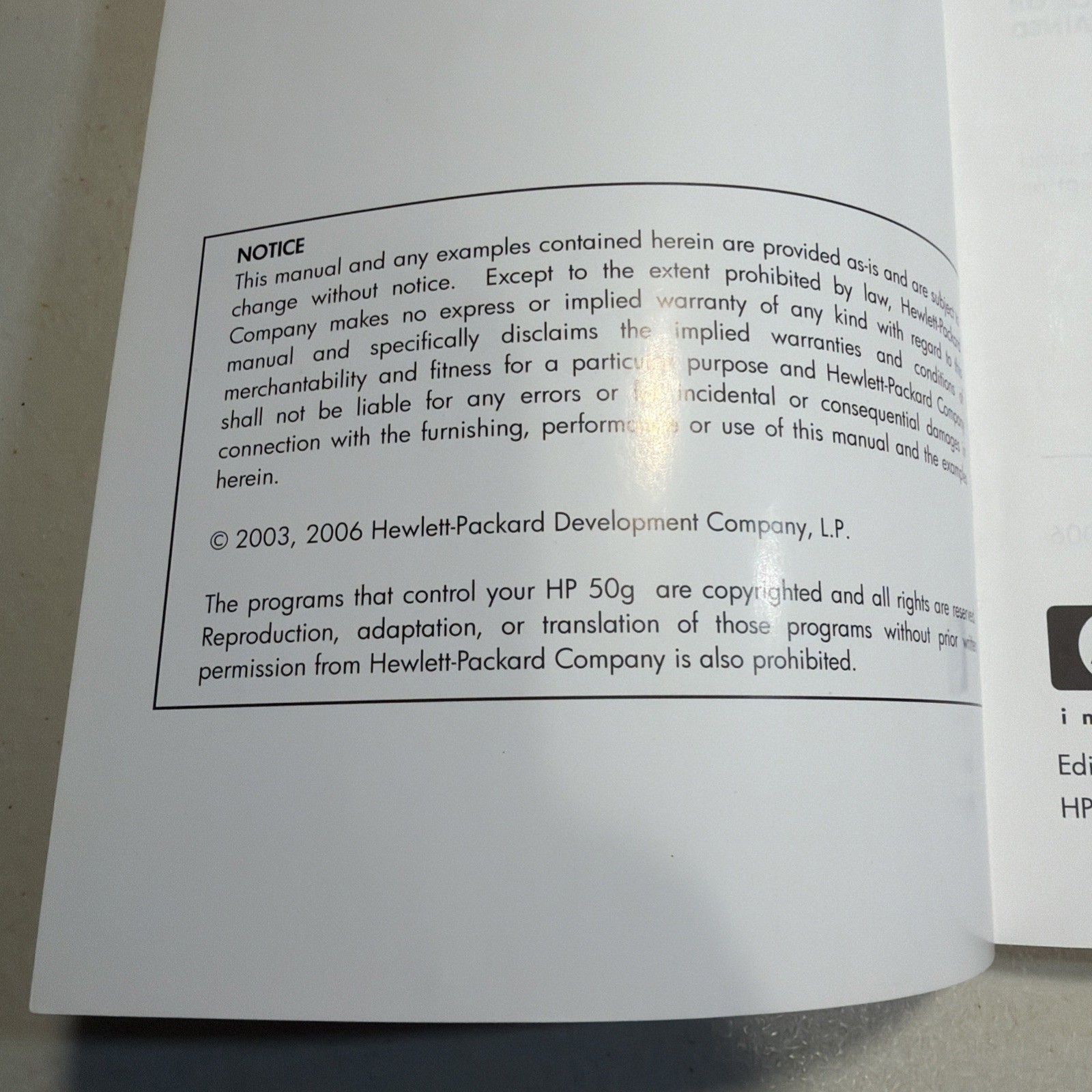 HP 50g Graphing Calculator User’s Manual 2006 Edition 1 by Hewlett Packard – VGC