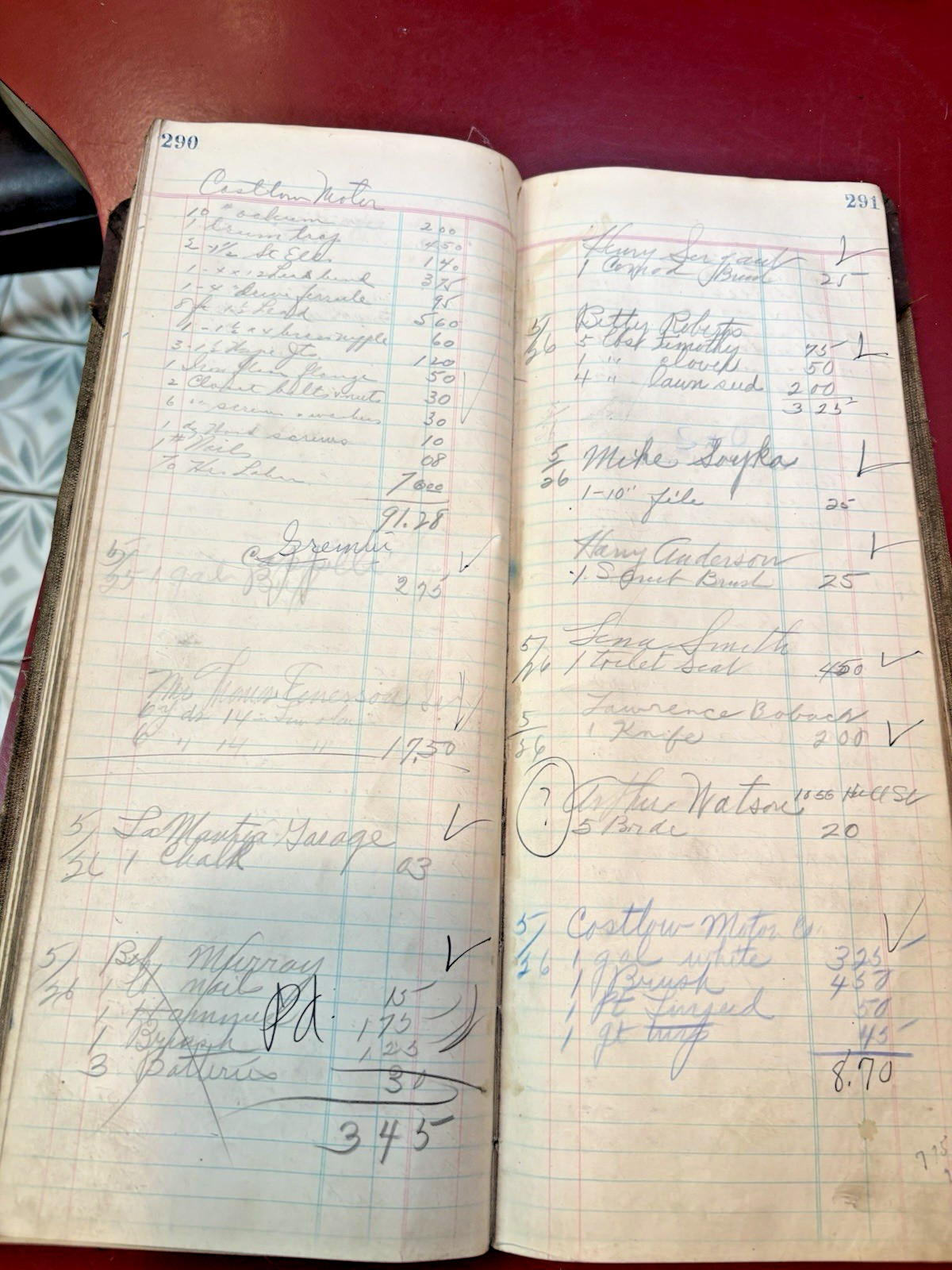 Old Vintage Store Ledger 1943 Pennsylvania Coal town