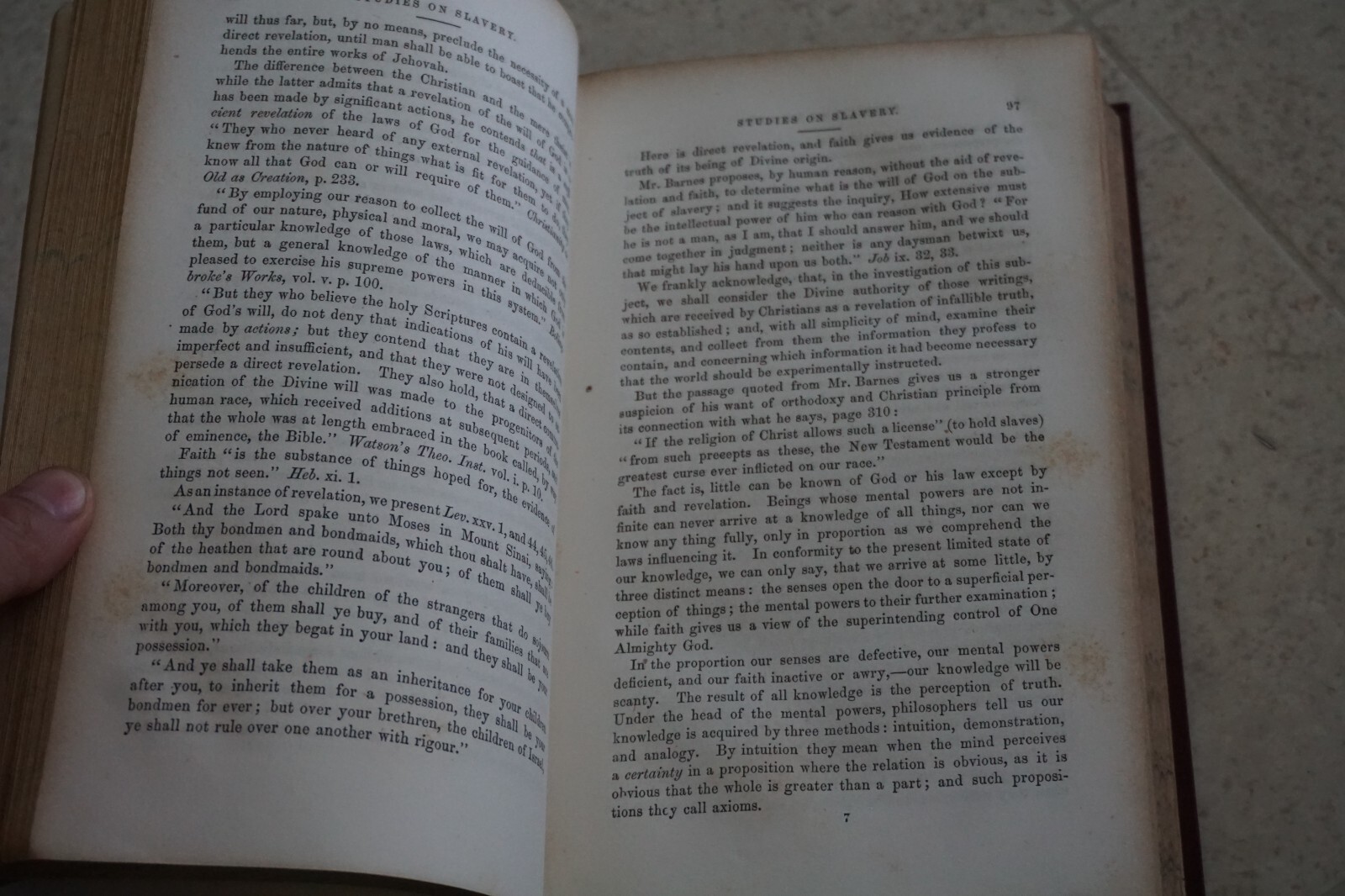 Fletcher’s Studies on Slavery 1852 Book Original printing New Binding