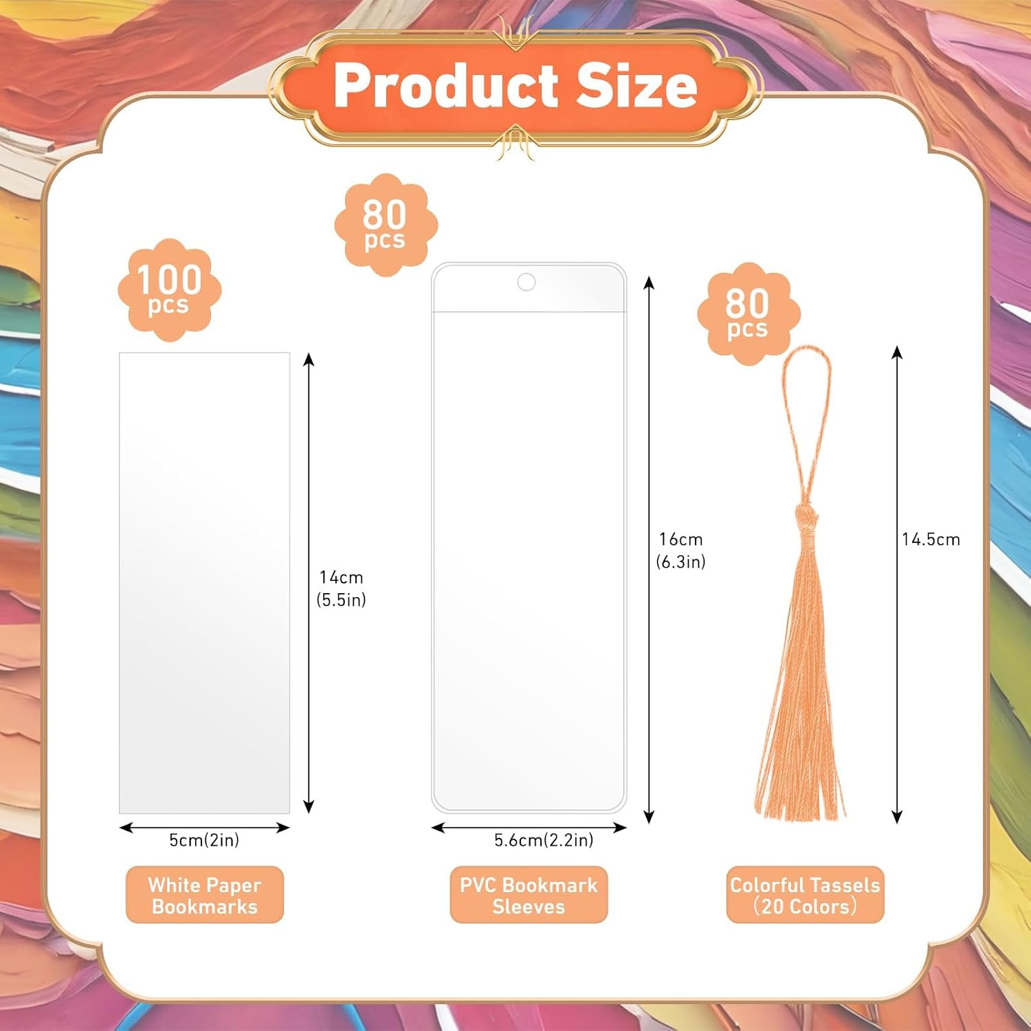 80 Pack Paper Bookmarks with Sleeves & Tassels, Blank White Cardstock Bookmar…