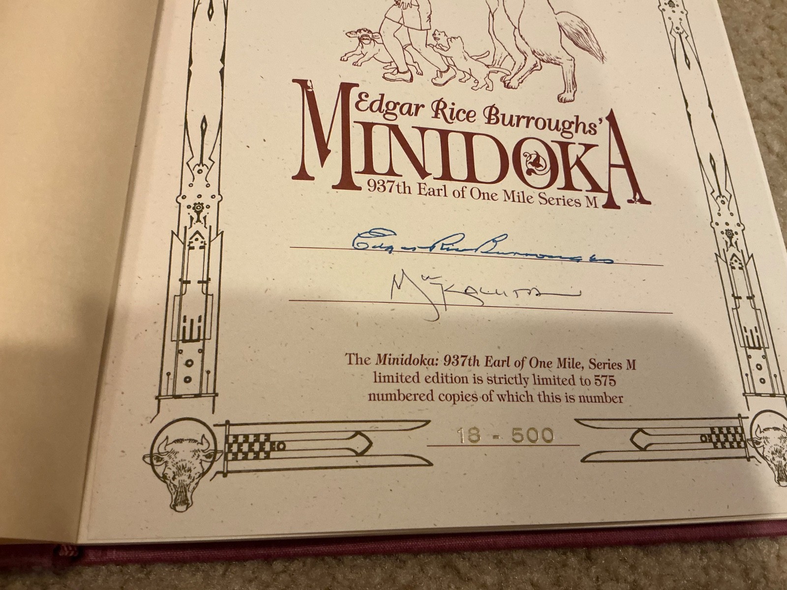Minidoka HC (Dark Horse) Edgar Rice Burroughs 1st Ed Signed M. W. Kaluta #18/500