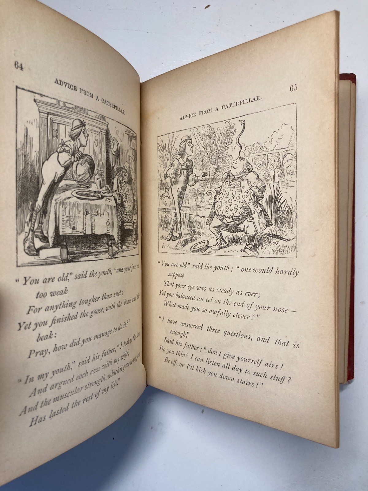 1890 Alice’s Adventures in Wonderland Worthington Red Cloth Tenniel Gilt Rare