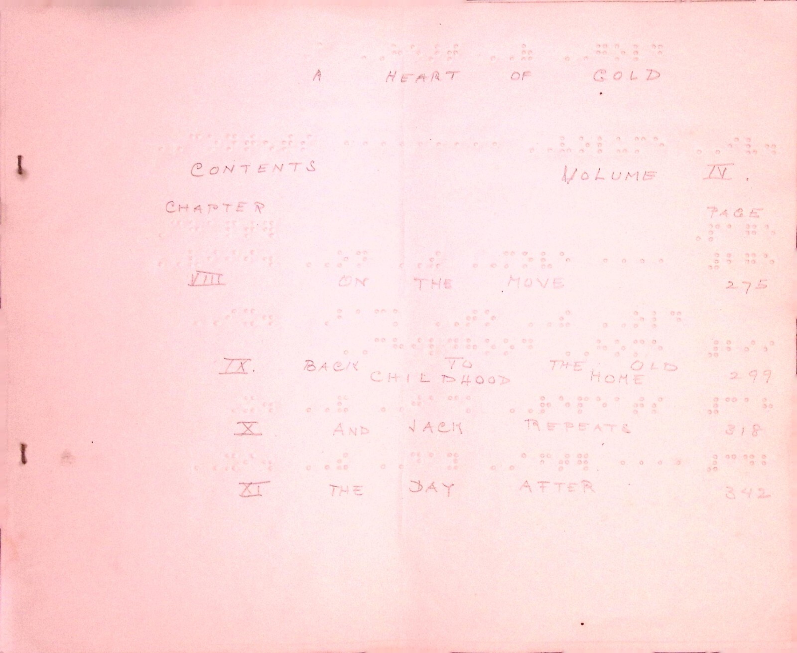 Braille Book On Tiptoe Stewart Edward White 1925 Vol IV American Red Cross