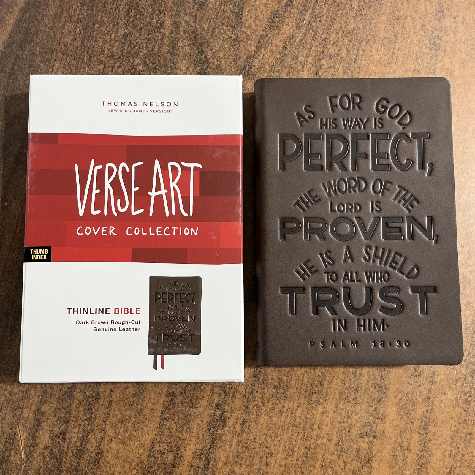 NKJV Large Print Thinline Bible Thumb Indexed- $134.99 Retail – Genuine Leather