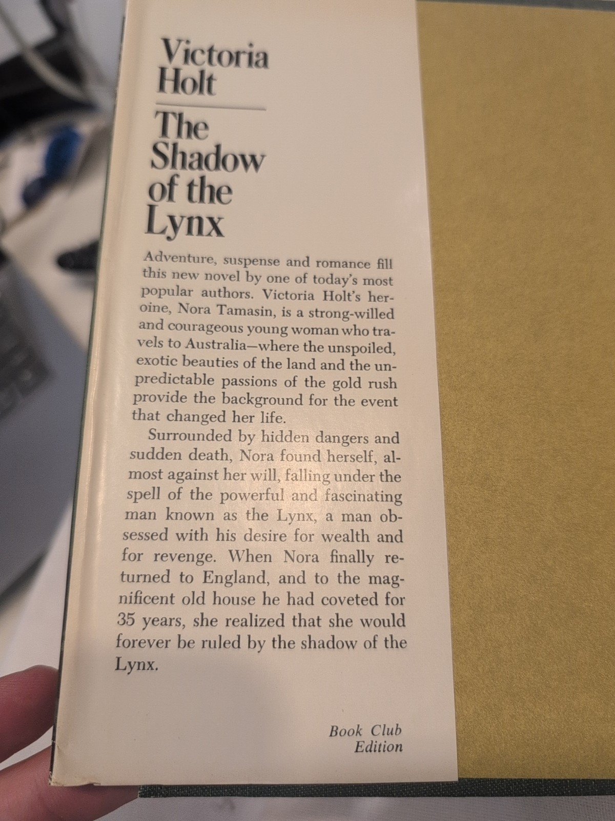 The Shadow of the Lynx Victoria Holt 1971 Book Club Edition Doubleday Hardcover