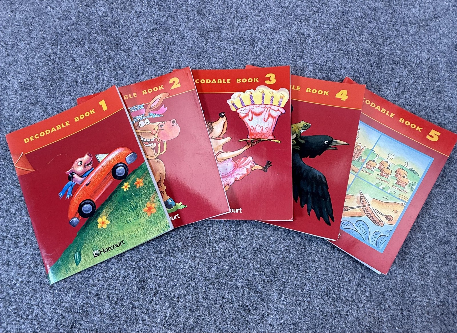 Harcourt Decodable Books Set 1-5 Early Reader Phonics Learning Softcover Lot