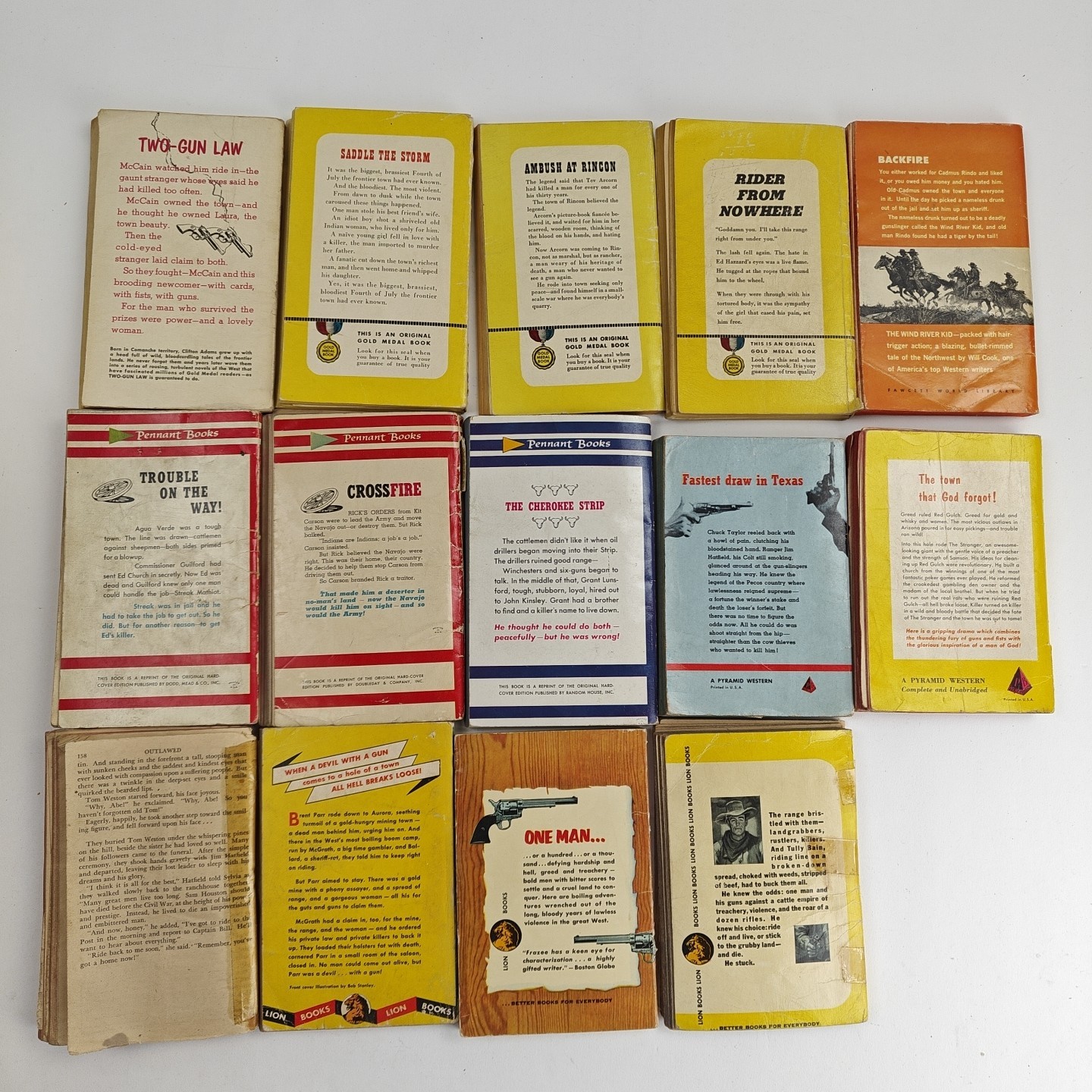 VTG Mixed Publisher Western Paperback Book Lot of 14 Cole, Morgan, Cook, Etc