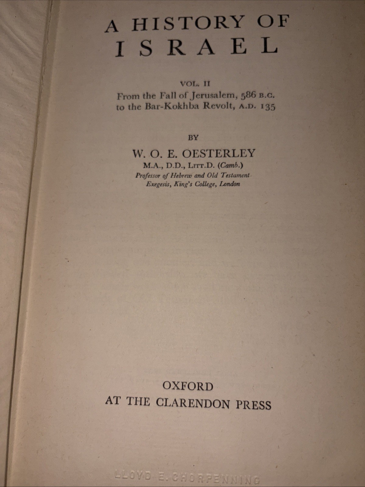A HISTORY OF ISRAEL – 1951 – 1st edition – Volumes 1 & 2- Biblical HC/DJ