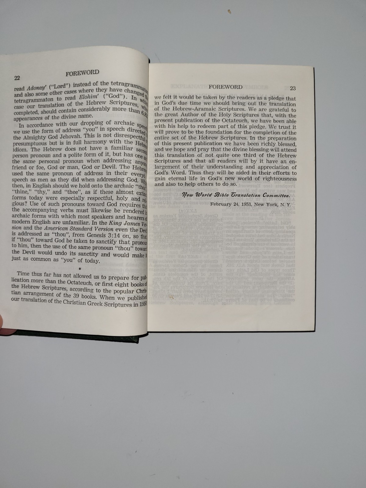New World Translation of the HEBREW SCRIPTURES 1953 1st Edition Yankee Stadium
