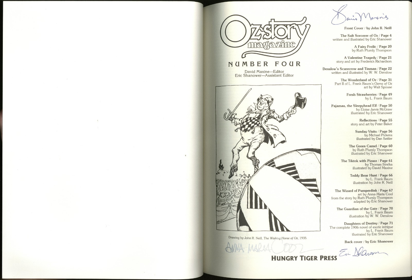 Oz Story Magazine Lot #1, 2 & 4 (Hungry Tiger Press 1996) All Are Signed!