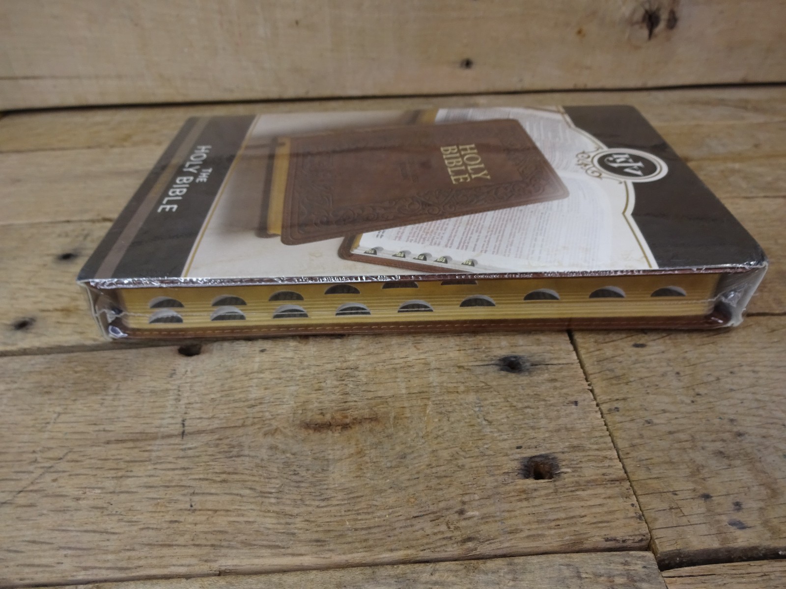 KJV Deluxe Gift Holy Bible Brown Faux Leather Thumb Indexed Red Letter Gilt NEW