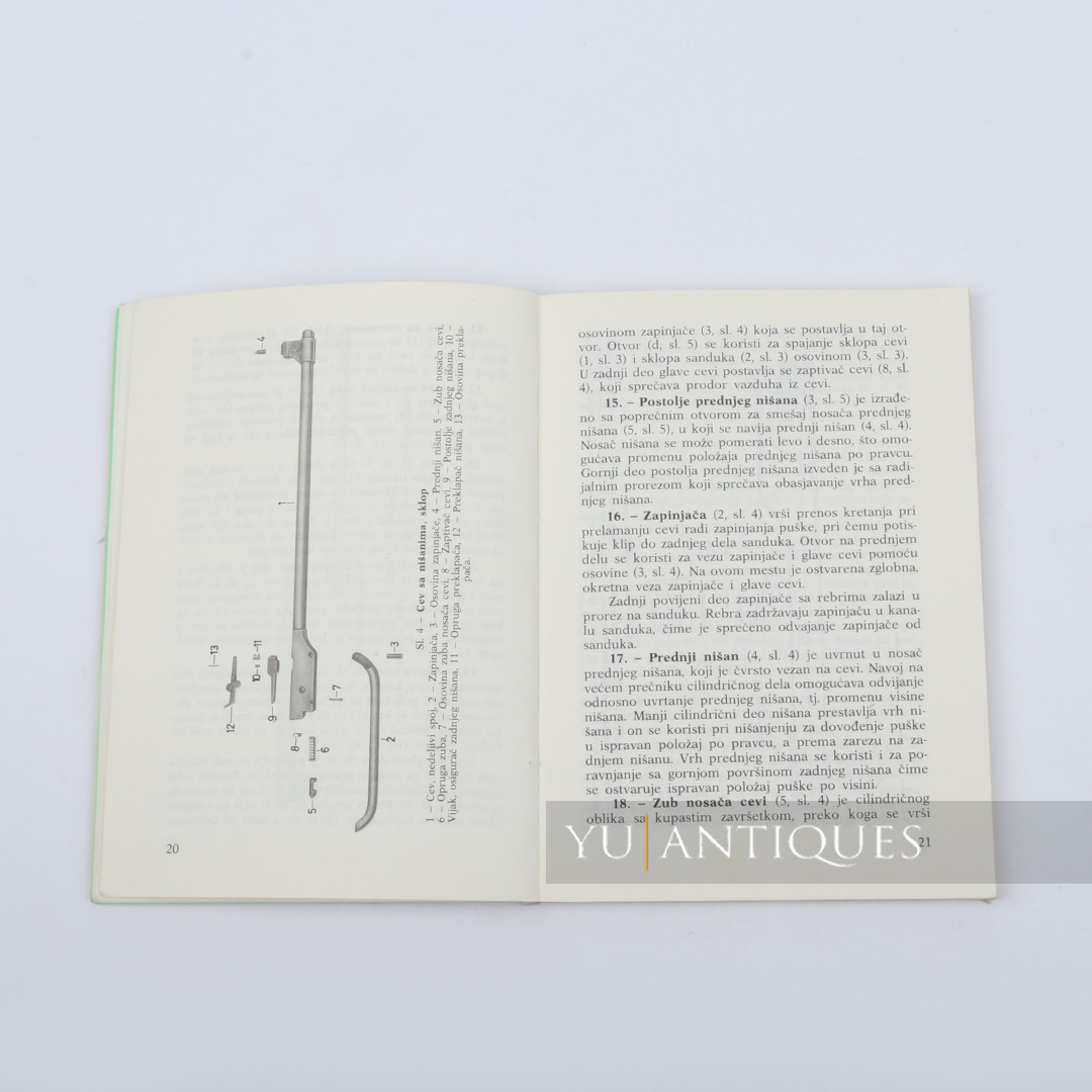 JNA YPA Yugoslav Peoples Army Manual Book For Air Rifle 4,5mm M81A Handling Etc