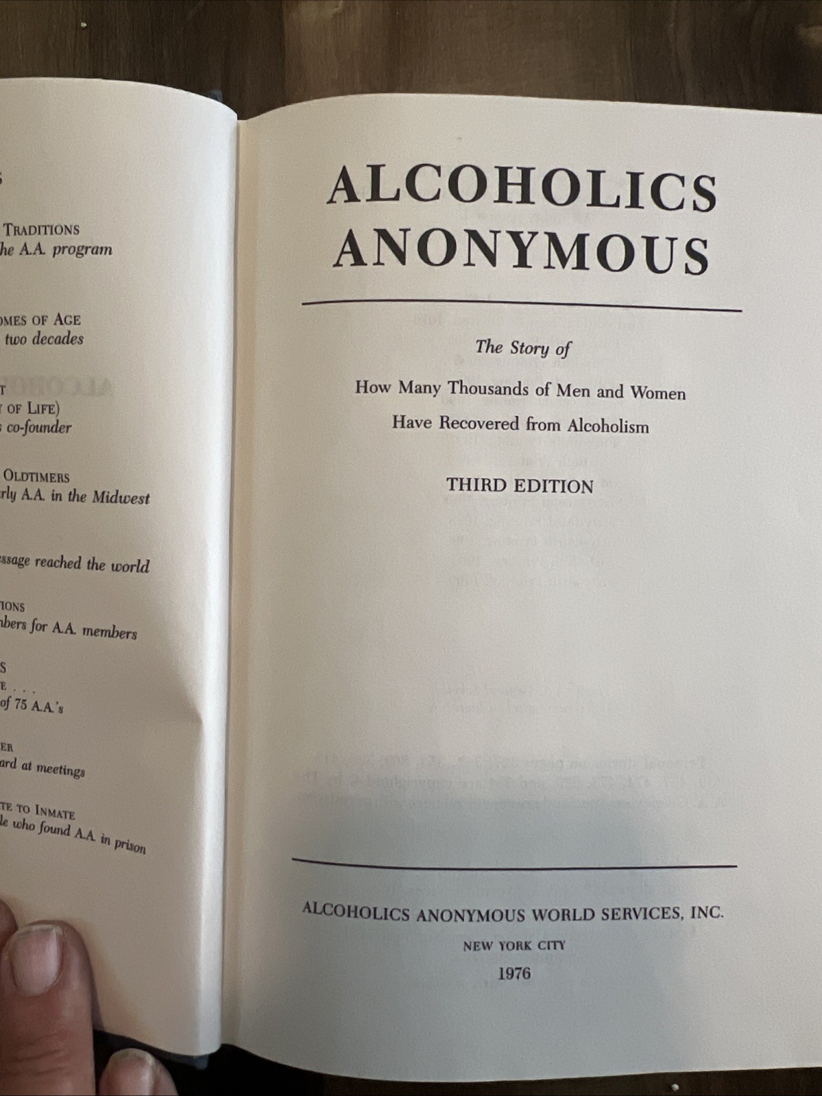 Alcoholics Anonymous 3rd Third Edition Printing from 1976 66th Print From 1999