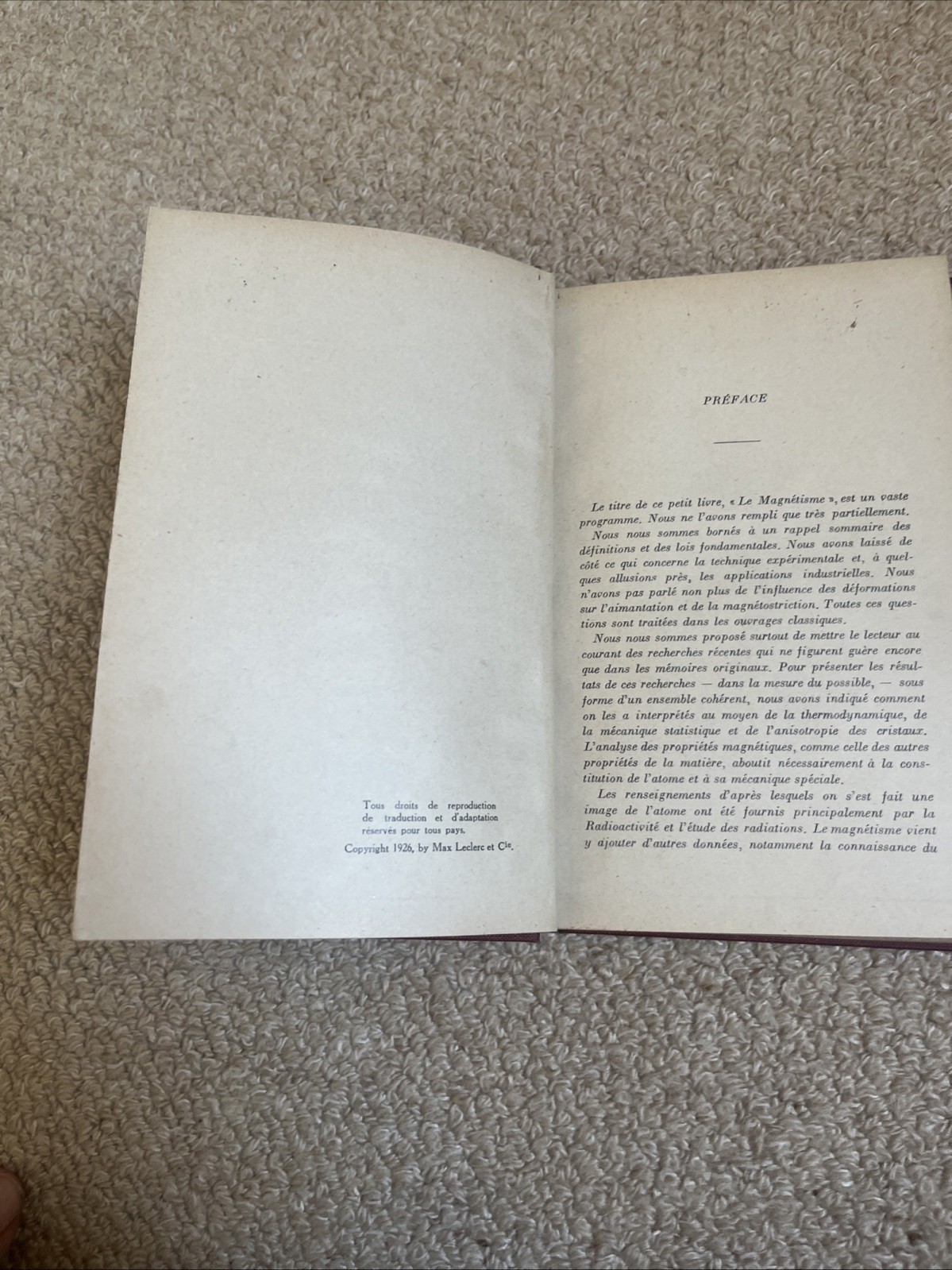 Le Magnétisme Pierre Weiss & Gabriel Foex 1st Edition 1926 Very Good Condition