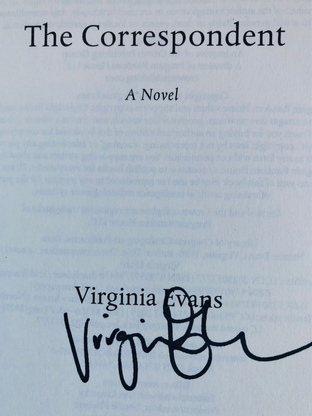 SIGNED The Correspondent: A Novel by Virginia Evans (2025, Hardcover)