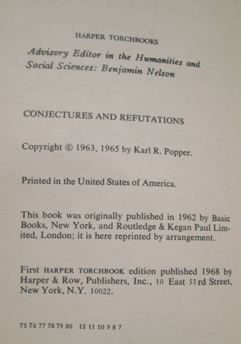 Conjectures and Refutations Growth of Scientific Knowledge Karl Popper TPB #1376