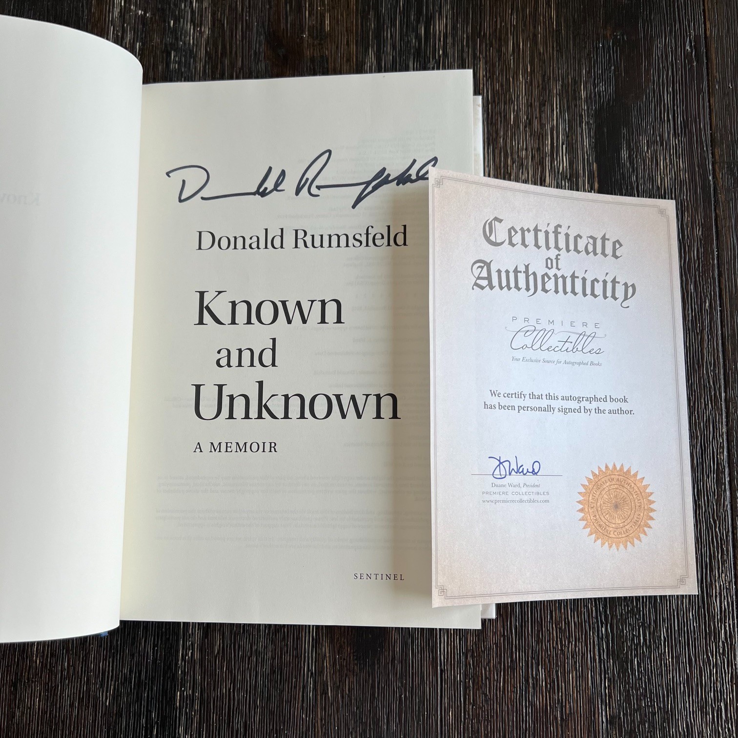 Known and Unknown A Memoir Donald Rumsfeld Hardcover First Edition Signed w/ COA