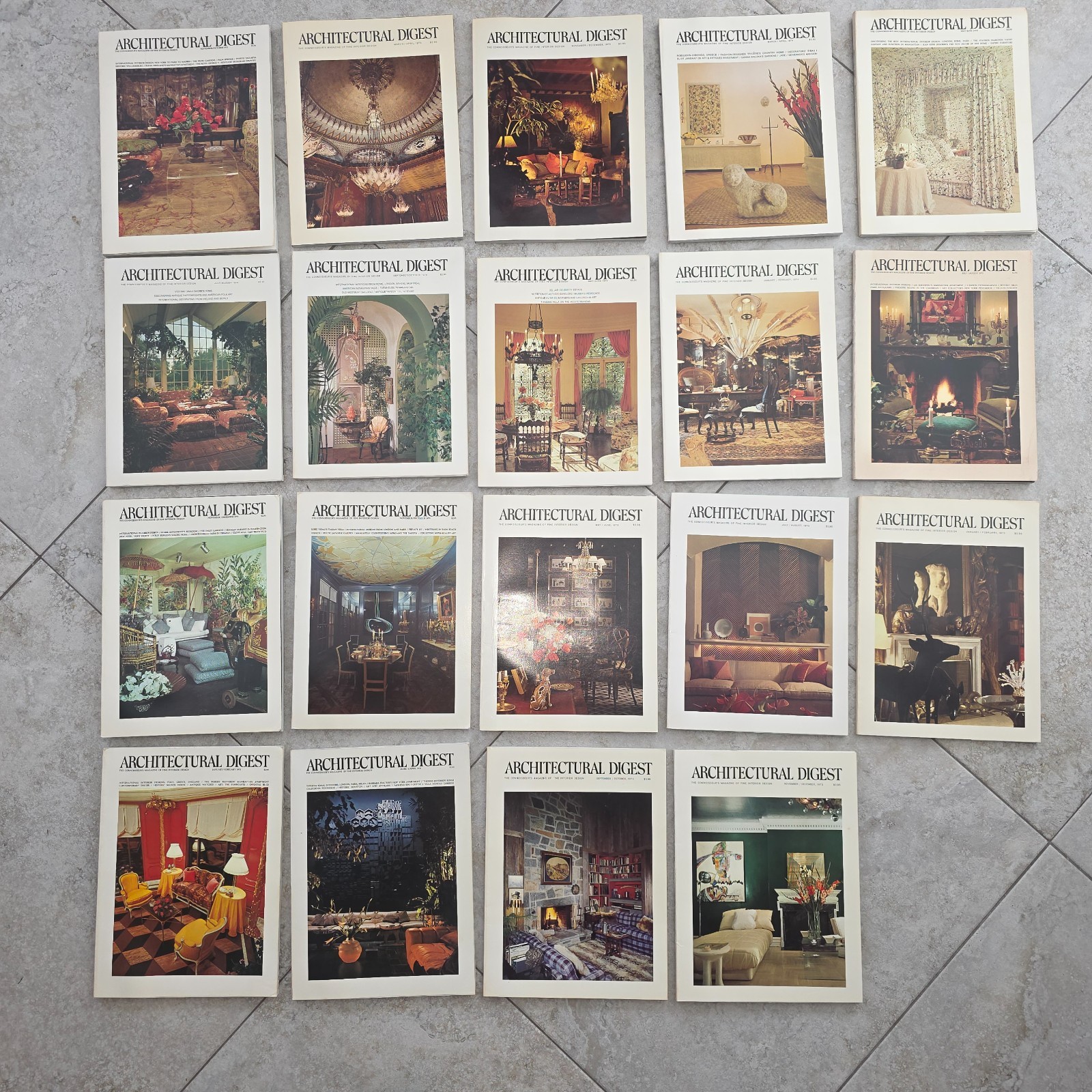 Large Lot Of 19 ARCHITECTURAL DIGEST MAGAZINES Vintage 1970’s
