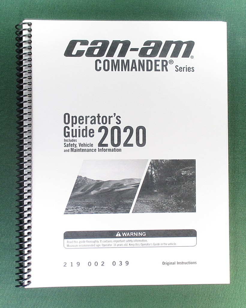 2020 Can-Am Commander DPS 800R Owner’s Manual: 187 Pages & Clear Covers