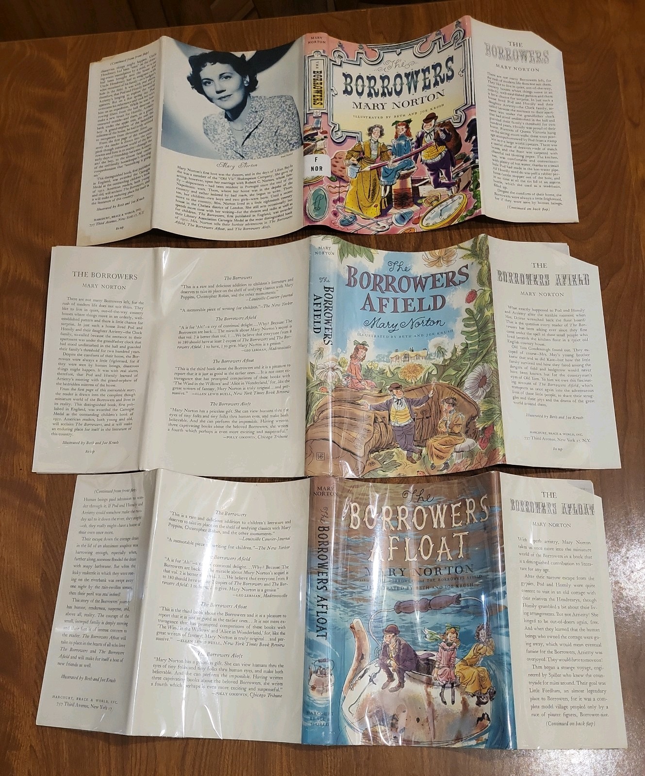 THE BORROWERS Lot of 3 HC/DJ Borrowers, Afloat, Afield 1950s Juv Fantasy Norton