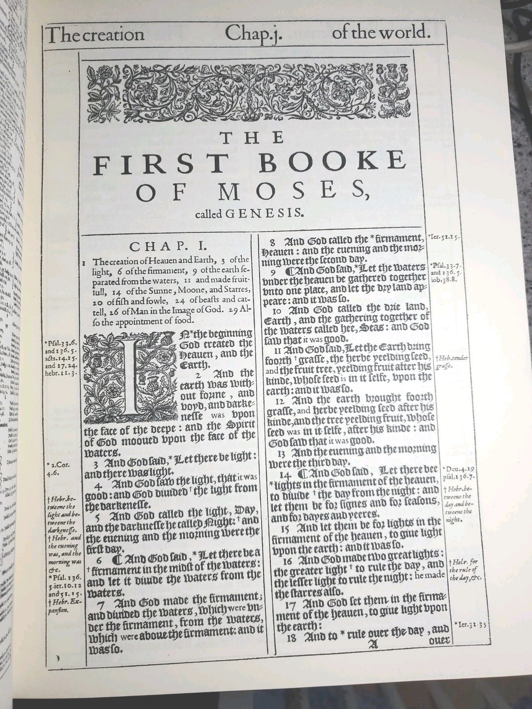 1611 King James Bible 1st Edition Facsimile AND Original Page Leaf 1600s 1st Chr