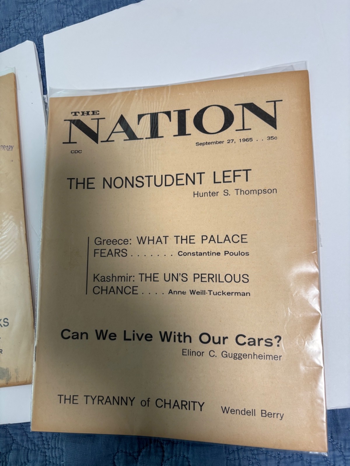 Hunter S Thompson Nonstudent Left in The Nation September 27th 1965 1st ed gonzo