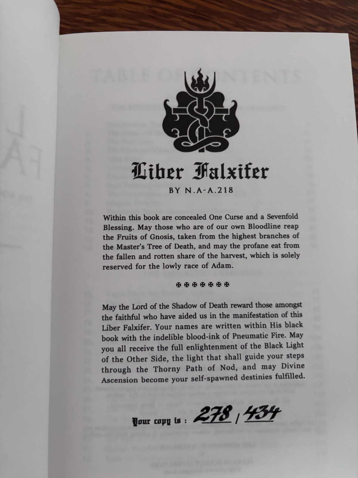 Liber Falxifer Ixaxaar N.A-A.218 Book Of The Left Hand Reaper #278/434 LHP HC