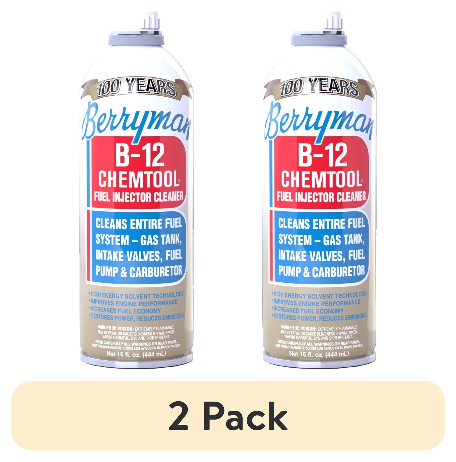 2 Pack Berryman B 12 Chemtool Fuel Injector, Carb Cleaner, 15 Oz.