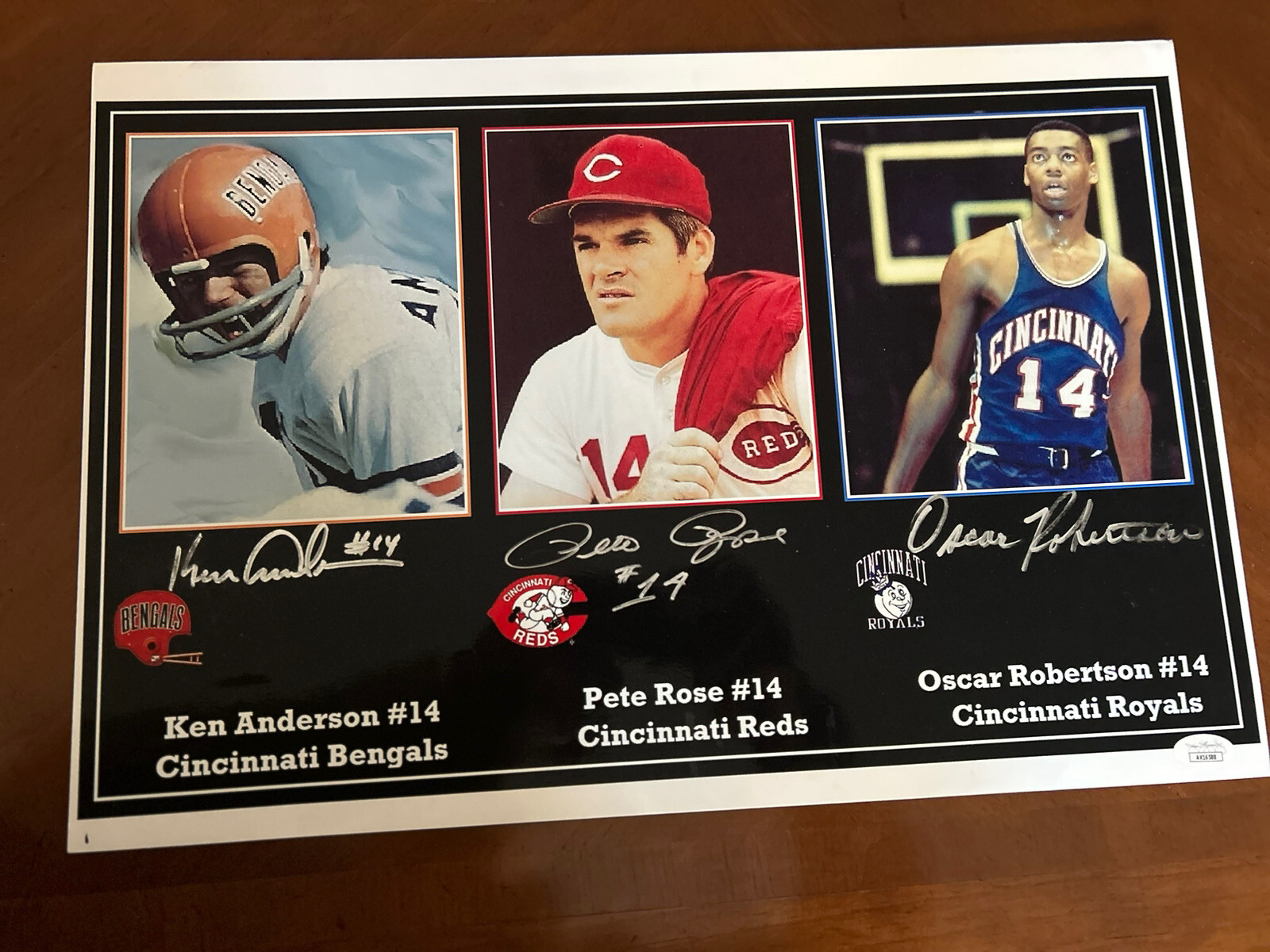 OSCAR ROBERTSON Pete Rose Ken Anderson SIGNED JSA Cinti Reds Bengals Royals