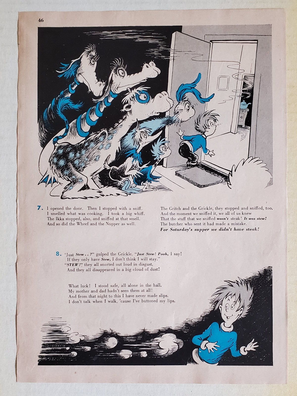 STEAK FOR SUPPER – 6TH LOST DR. SEUSS STORY ON ORIGINAL REDBOOK PAGES- NOV. 1950