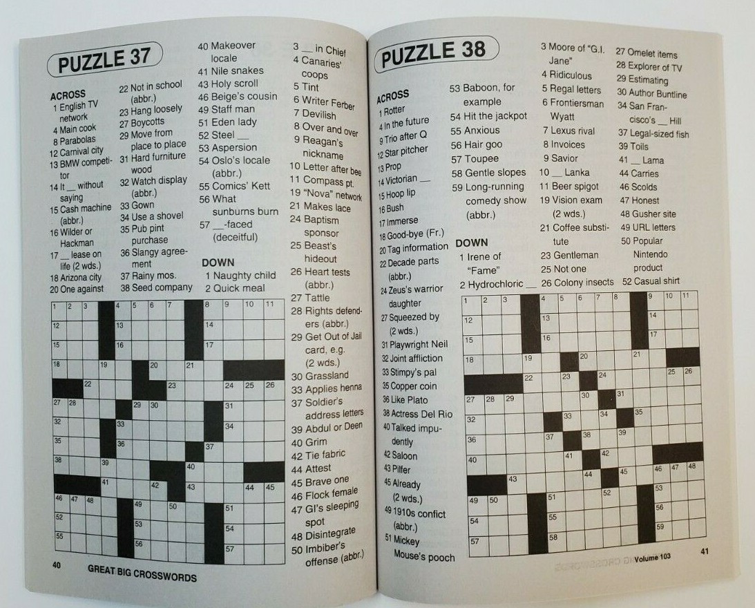 New 4 Large Print Great Big Crosswords Kappa Puzzle Books Vol# 159-172 Fun Hobby
