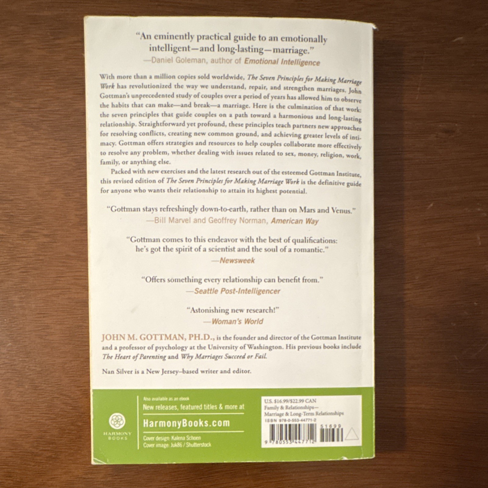 John Gottman Nan Silver Seven Principles Marriage Work Harmony 2015 Paperback