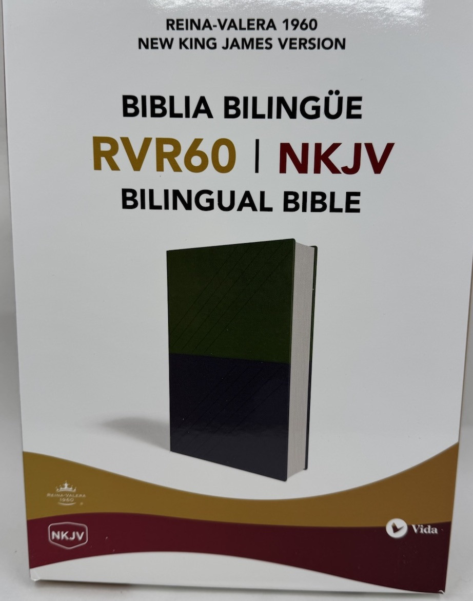 Biblia Bilingüe NKJV/RVR60, Biblia Bilingüe, Leathersoft, Verde y Azul indice