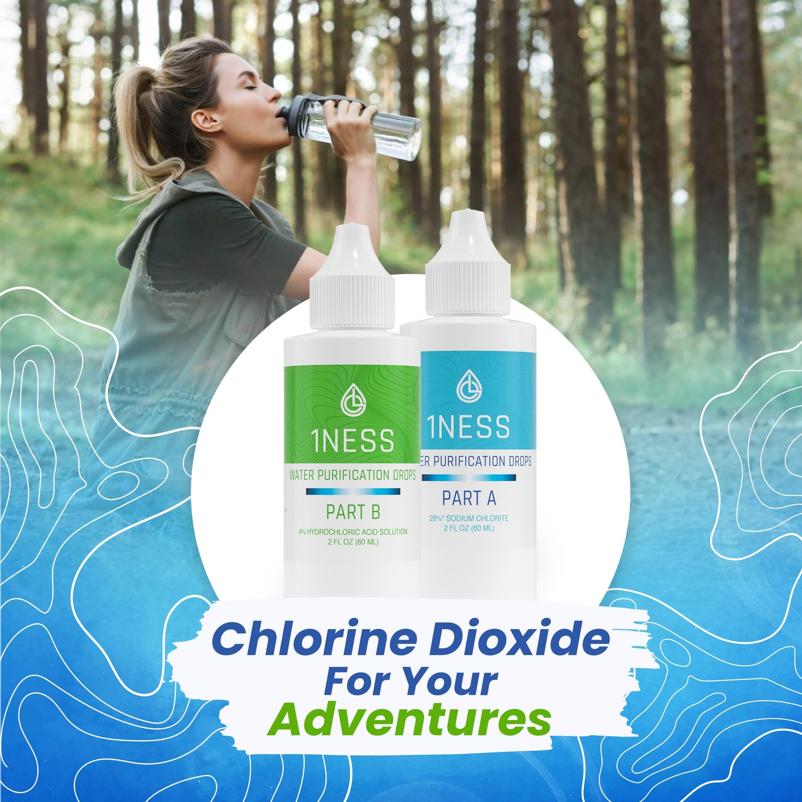 1ness Chlorine Dioxide Kit – Hydrochloric Acid 4% and 2 Fl Oz (Pack of 2)