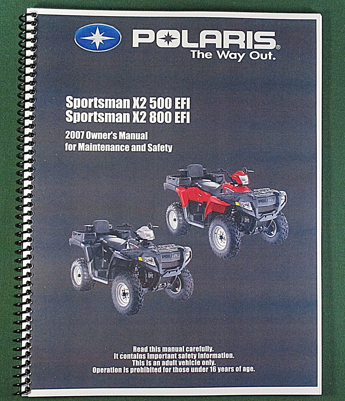 2007 Polaris Sportsman X2 800 EFI ATV Owner’s Manual: 161 Pages & Clear Covers