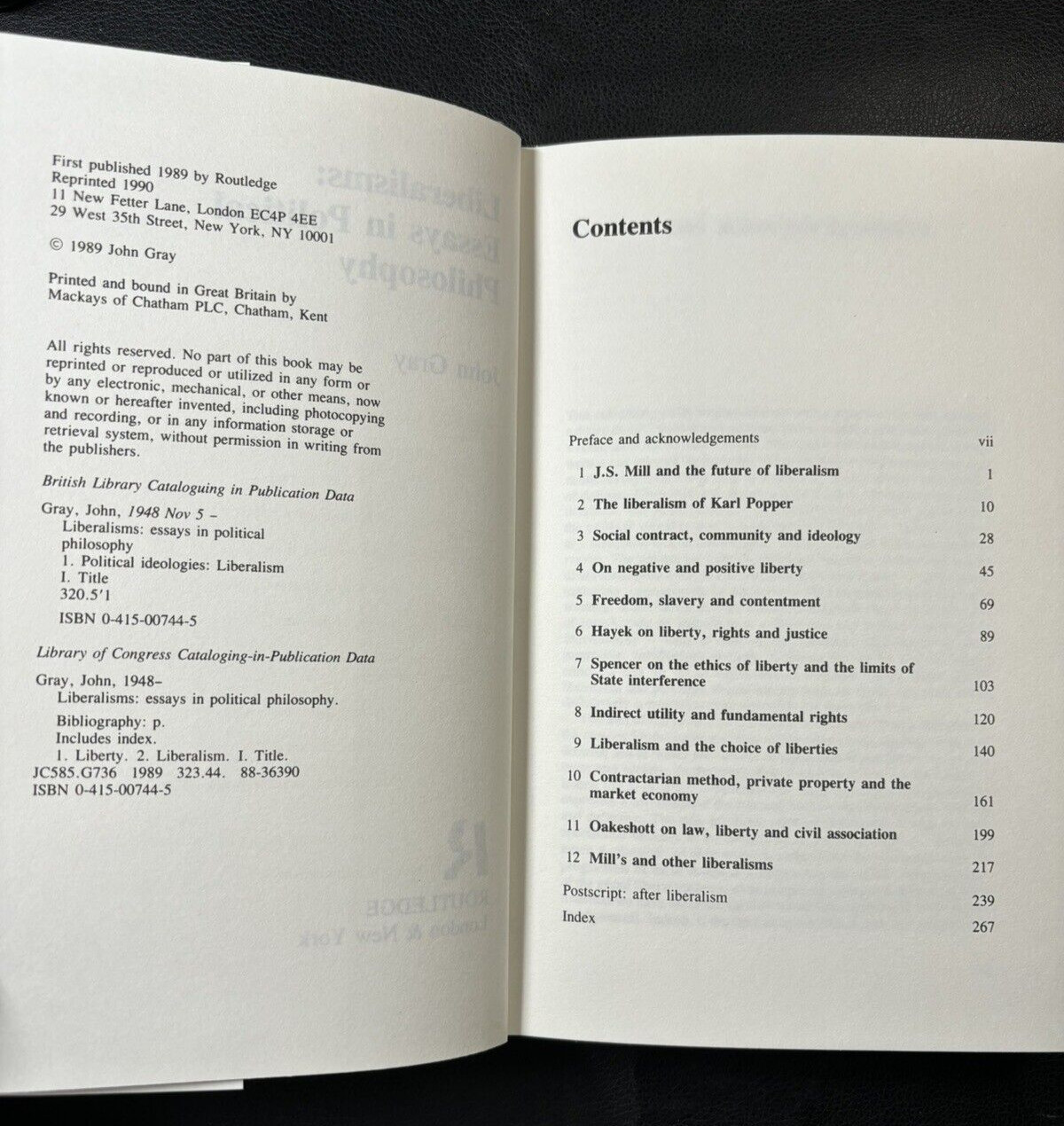 Liberalisms: Essays in Political Philosophy, Gray, John