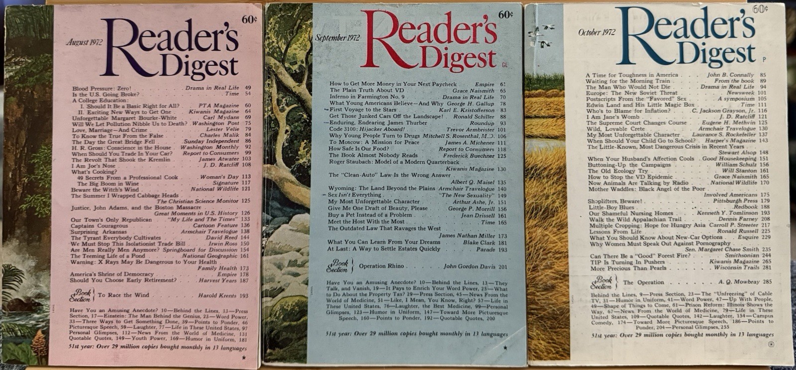 1972 August September October READER’S DIGEST MAGAZINE Vintage Retro Timeless