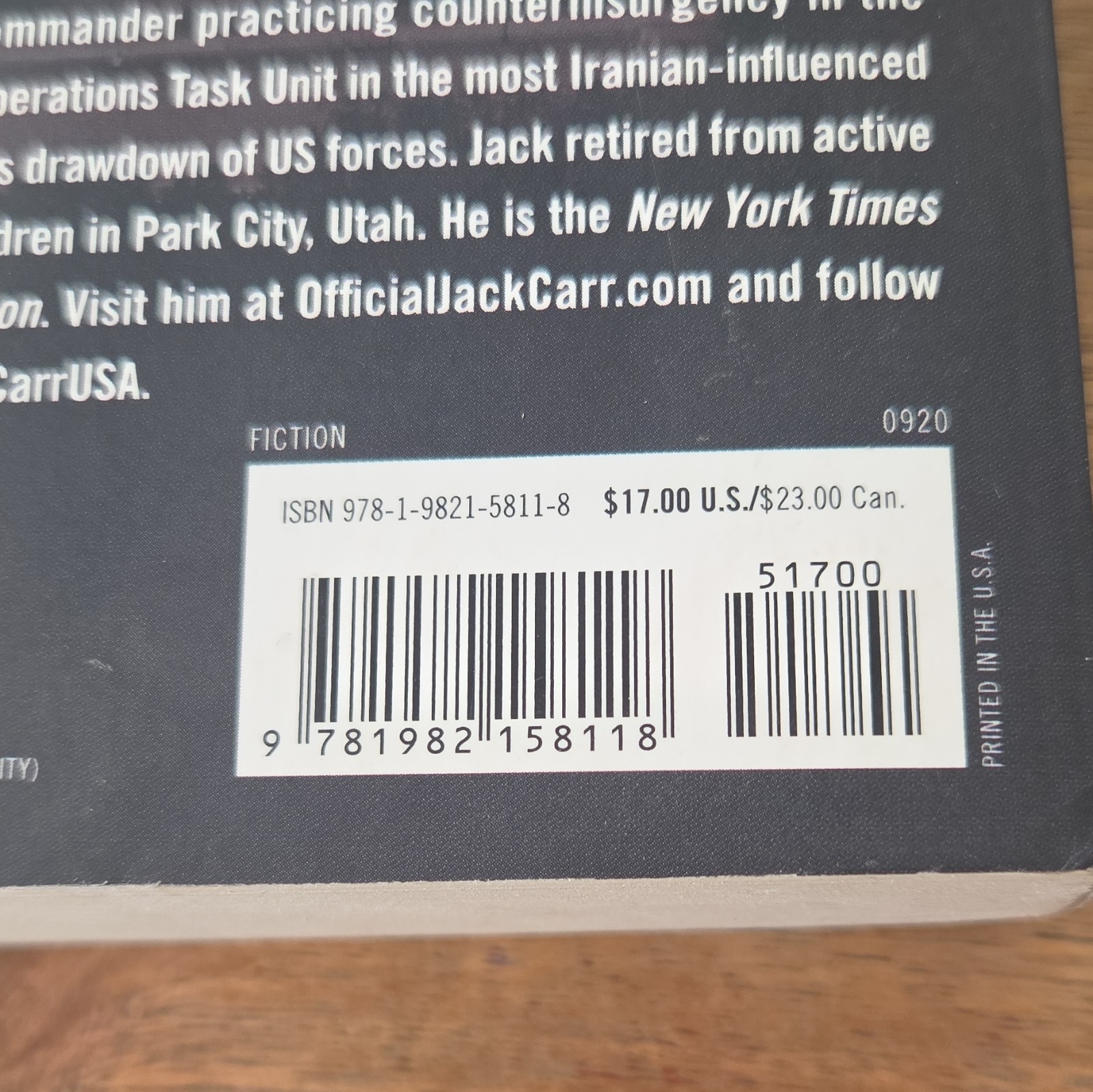 Jack Carr The Terminal List: A Thriller Terminal List Ser. PB 2018 432p