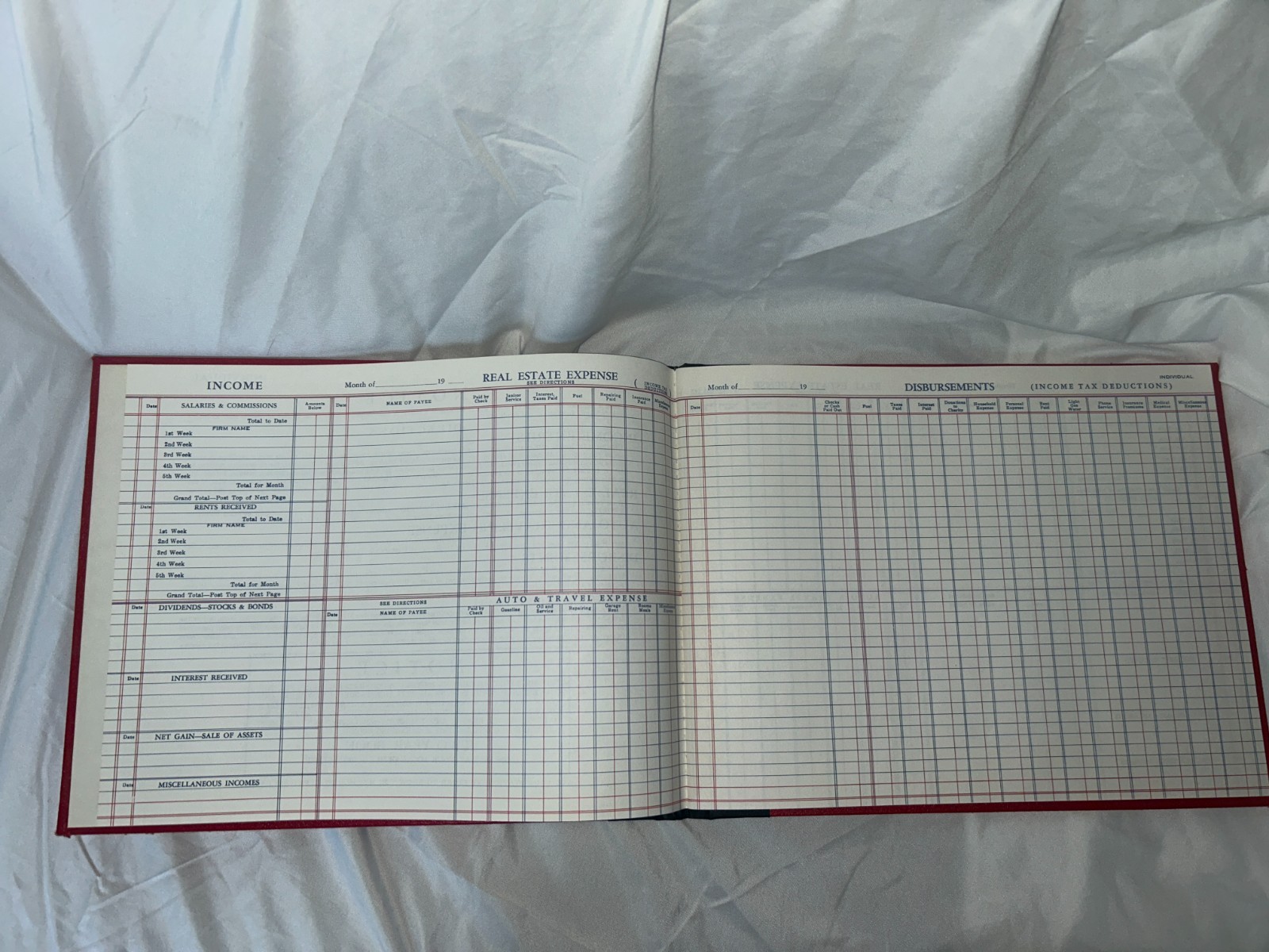 NOS VTG 1900s Individual Simplified Bookkeeping Ledger Red 12 X 9 Two Year Book