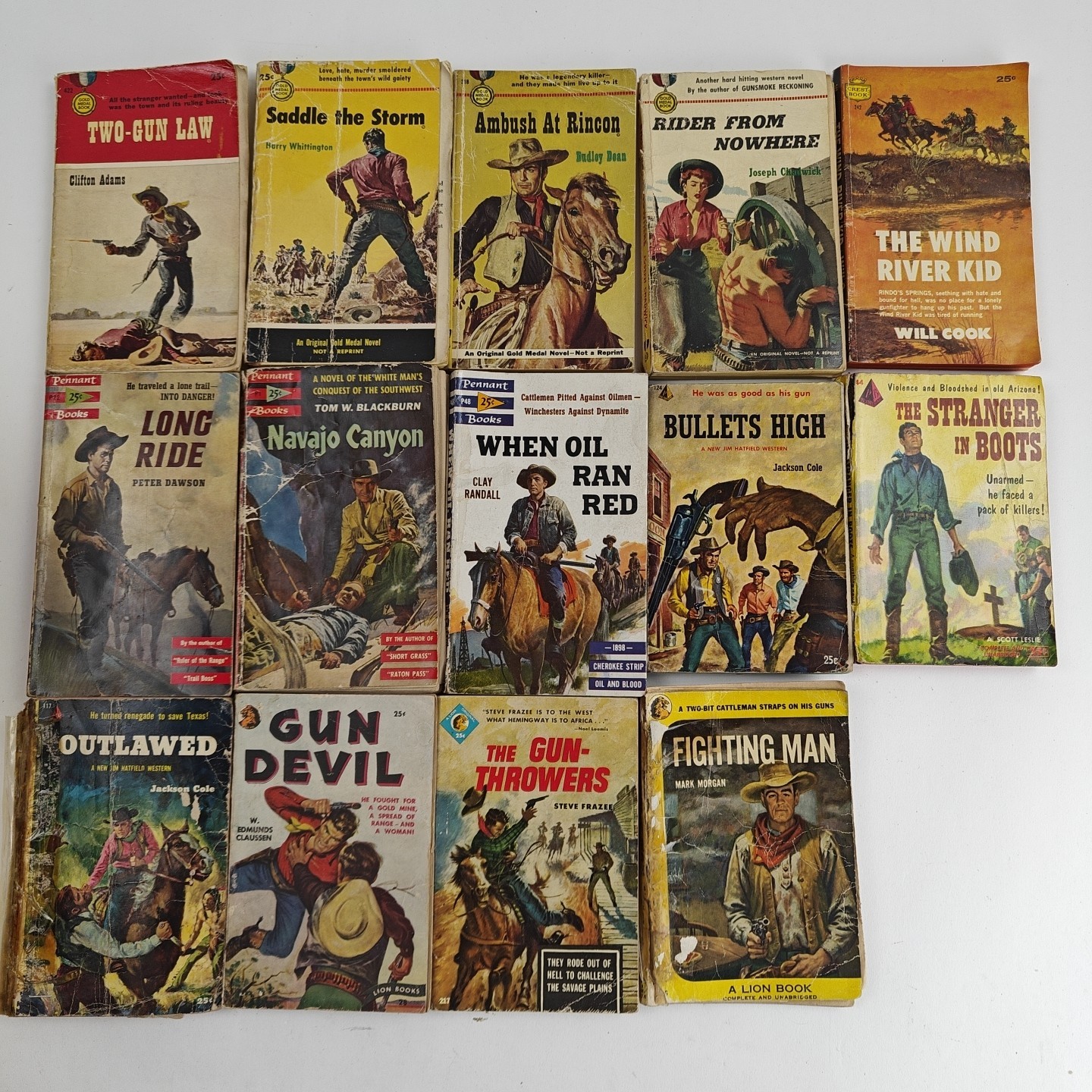 VTG Mixed Publisher Western Paperback Book Lot of 14 Cole, Morgan, Cook, Etc