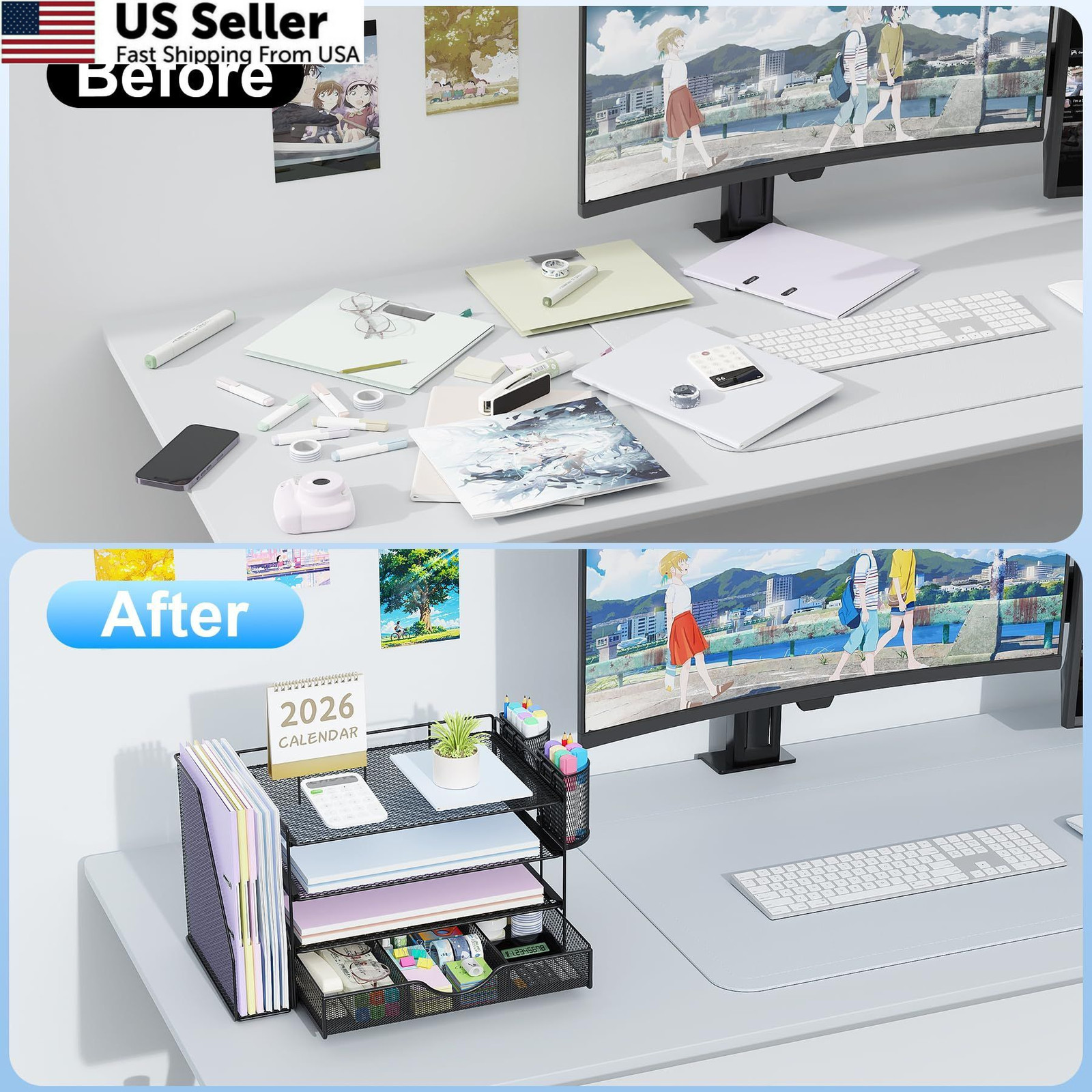 gianotter Desk Organizers and Accessories with 41.3 x 24 x 22.9 cm, Black