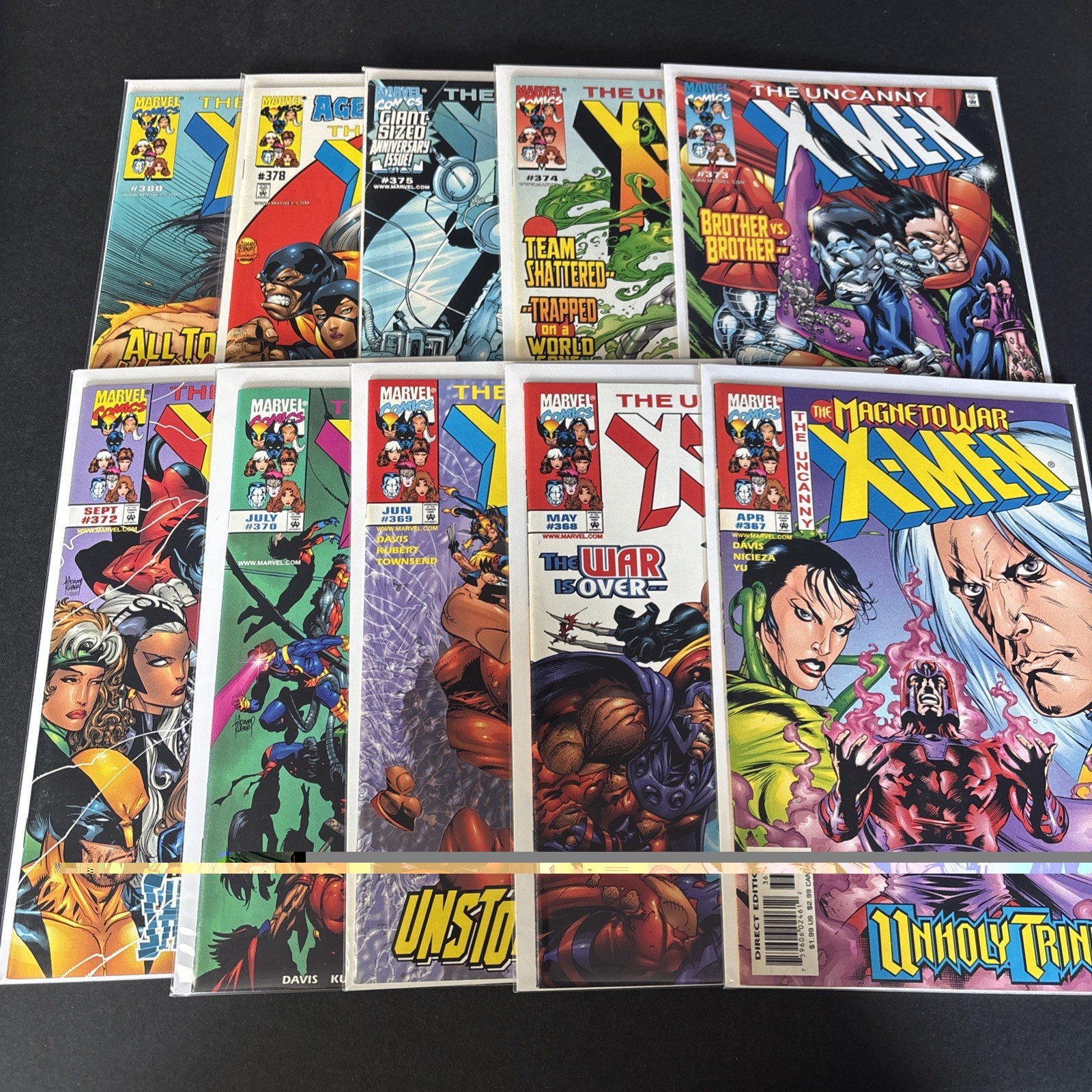 Uncanny Xmen #367-370 372-375 378 380, Marvel Comics, 10 Issues, VF/NM