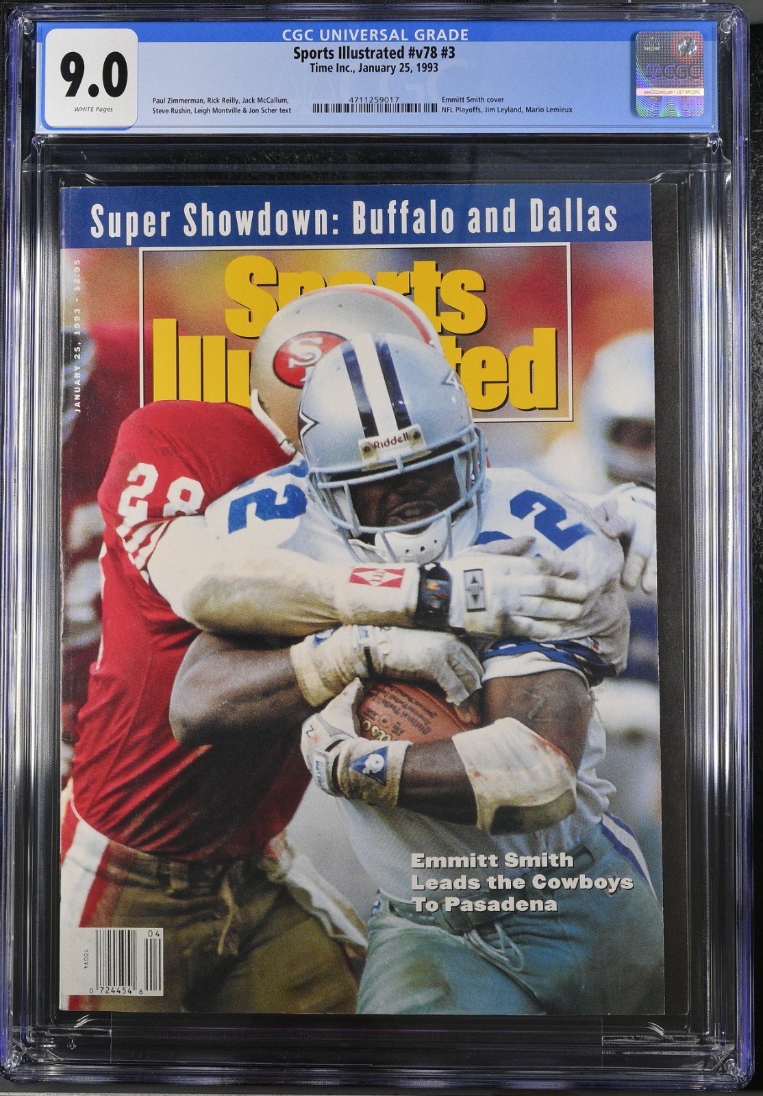 Emmitt Smith Sports Illustrated January 25 1993 – CGC 9 NEWSSTAND First PRO 🔥