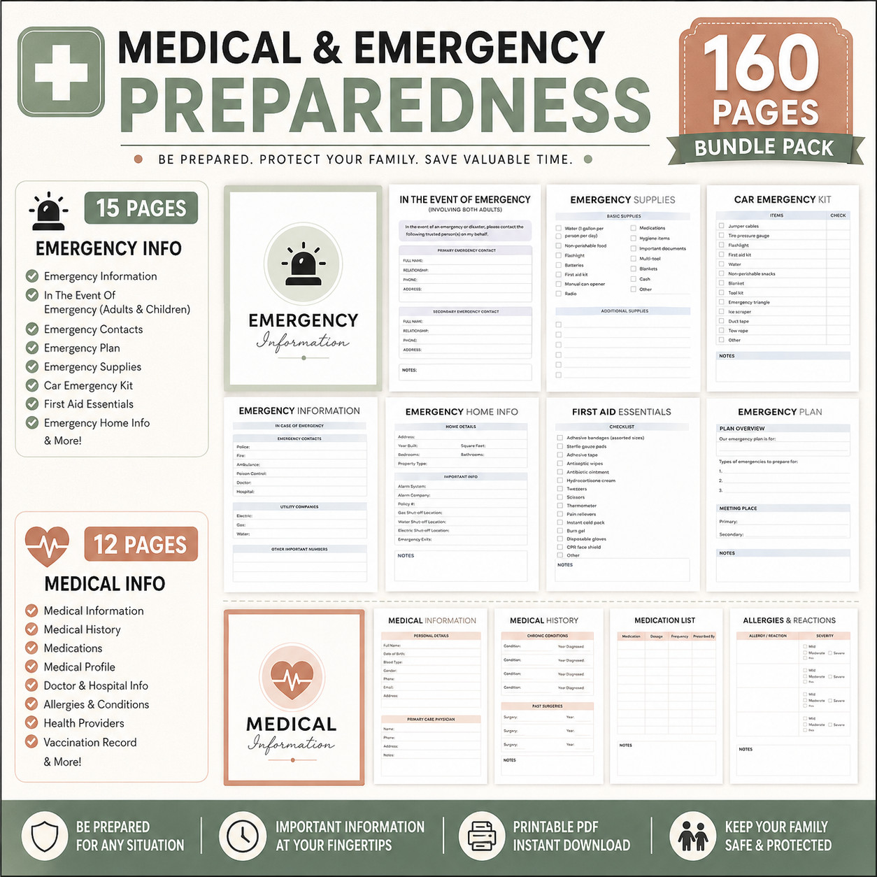 DIGITAL CONTENT- Emergency Binder Printable | End of Life Planner | Household Fa