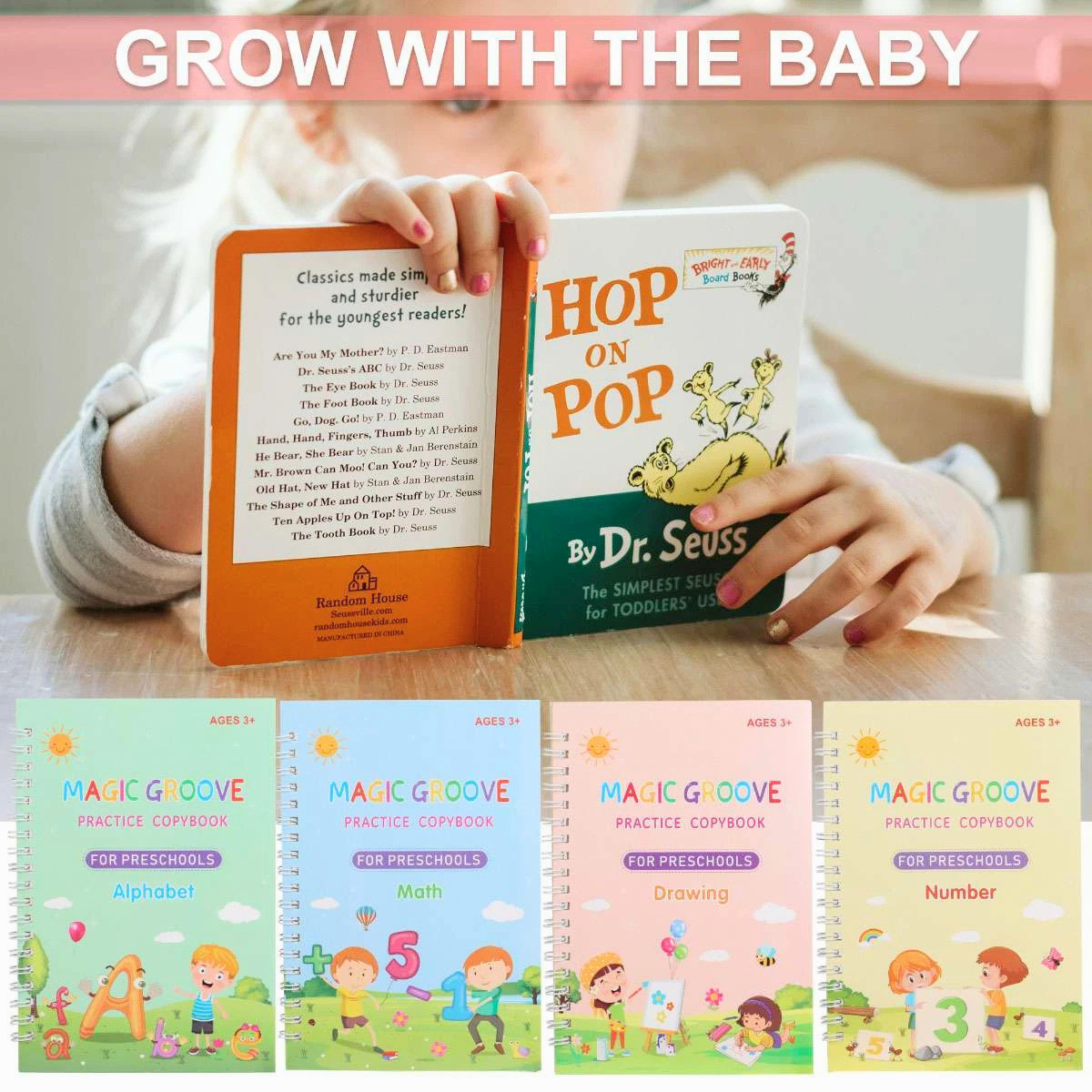 Magic Grooved Writing Practice for Kids,Reusable Grooved Handwriting Workbooks