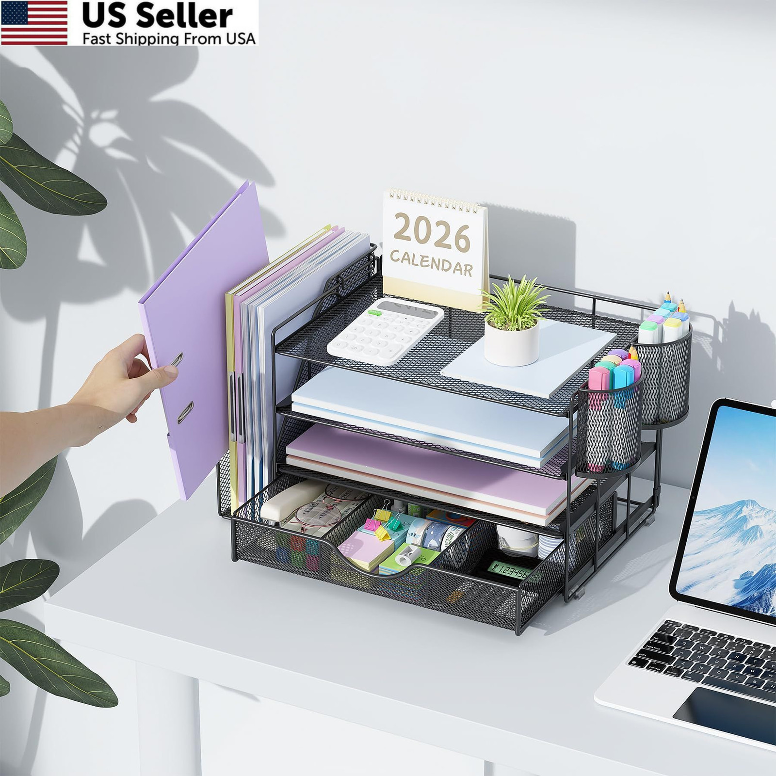 gianotter Desk Organizers and Accessories with 41.3 x 24 x 22.9 cm, Black