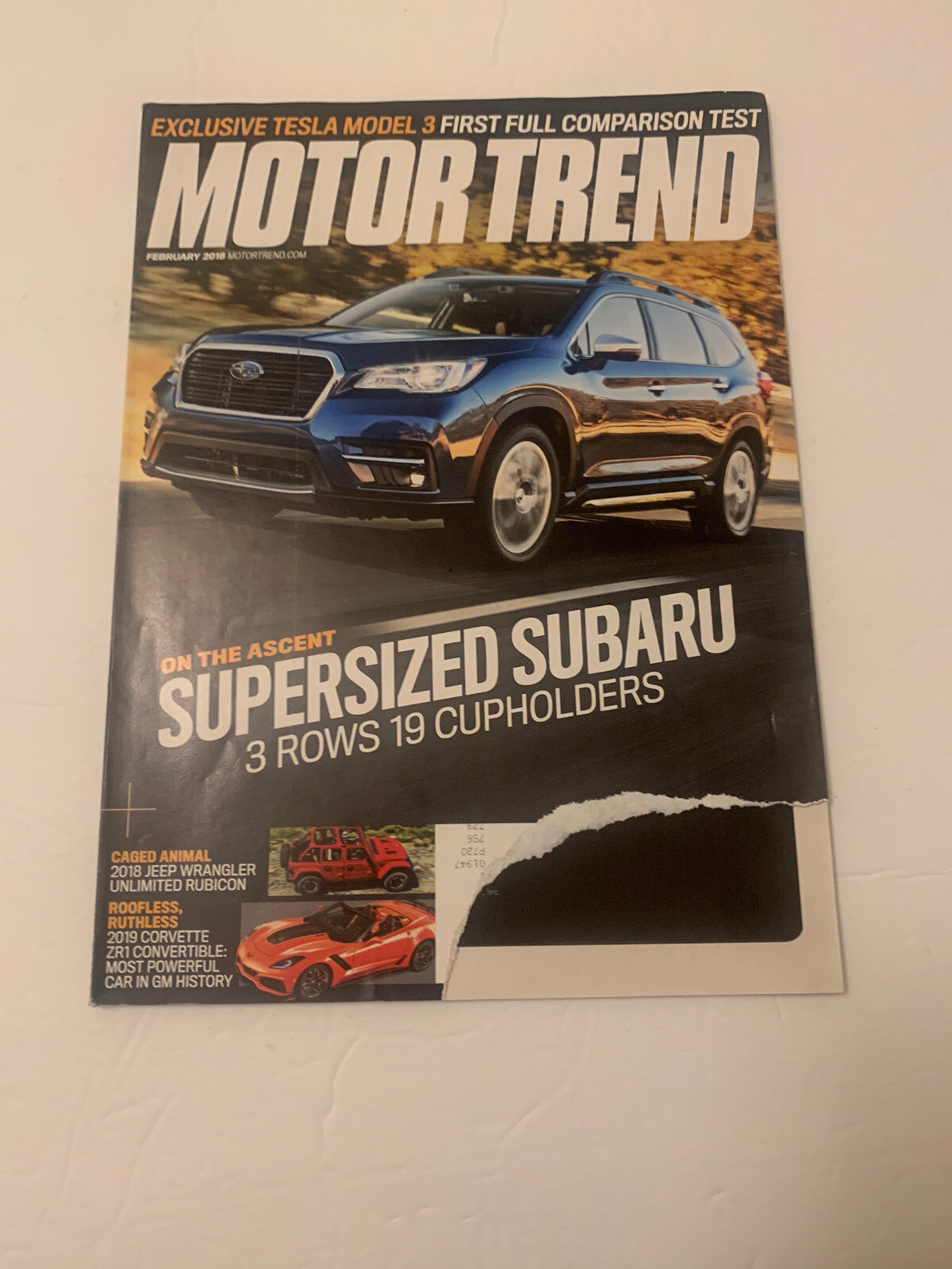 MotorTrend Magazine February 2018 Ripped Cover 102 Pages Subaru Vision Board
