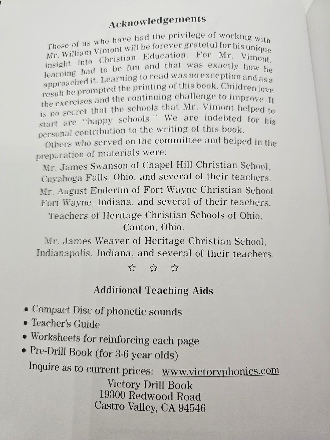 Victory Drill Book A Phonetic Approach To Reading With An Emphasis On Speed HC