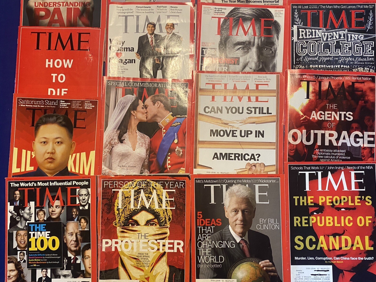 TIME MAGAZINES Lot Of 14 2011-2012 ISSUEs ~ ROYAL WEDDING,The Protester, 100 ppl