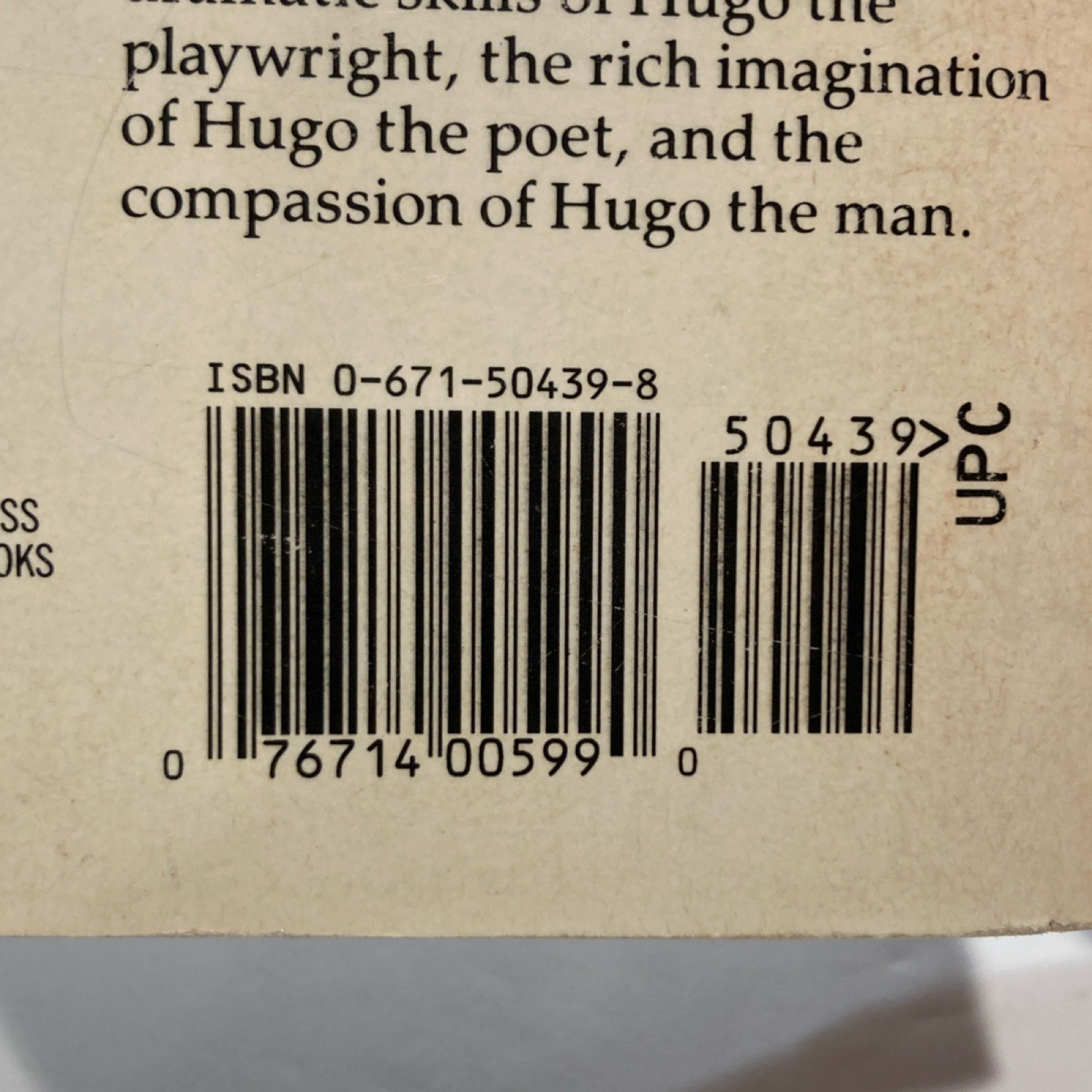 Les Misérables by Victor Hugo Paperback Washington Square Press Abridged